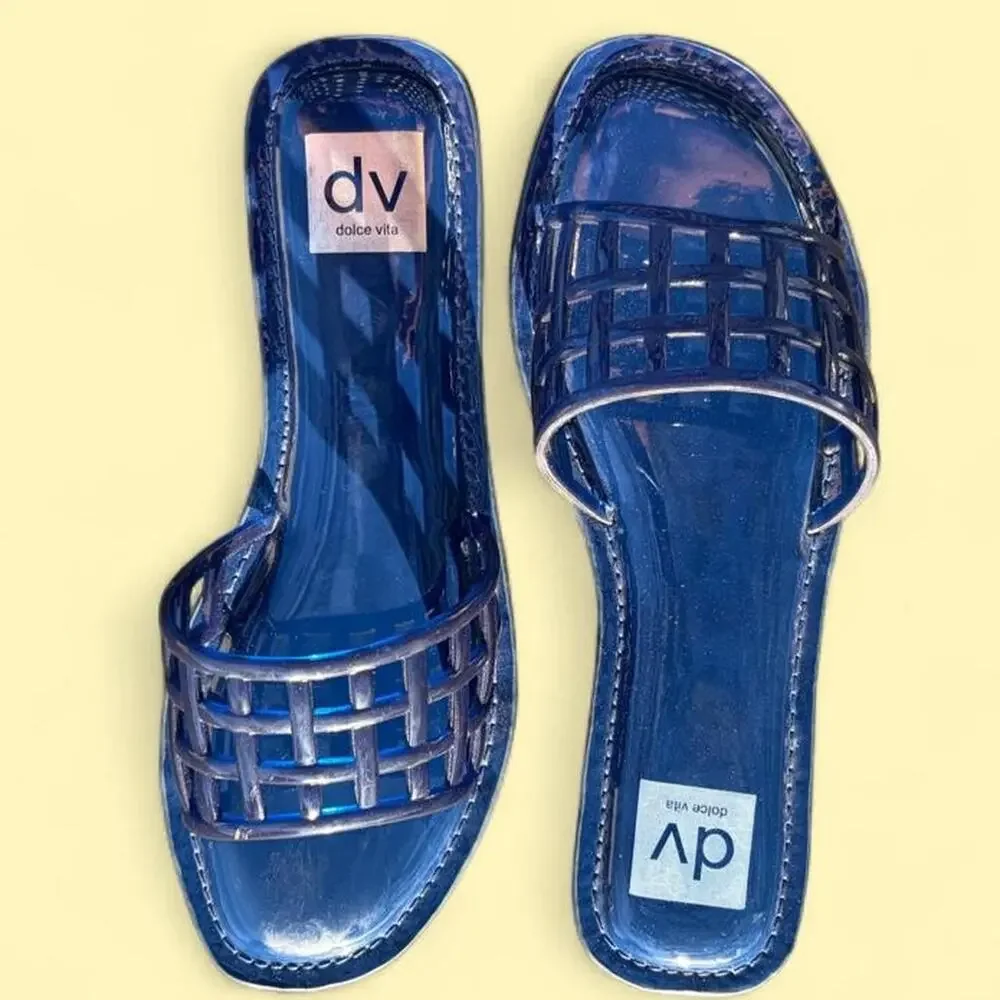 Chic navy blue jelly slide